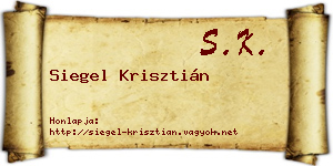 Siegel Krisztián névjegykártya