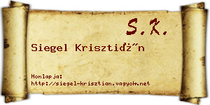 Siegel Krisztián névjegykártya